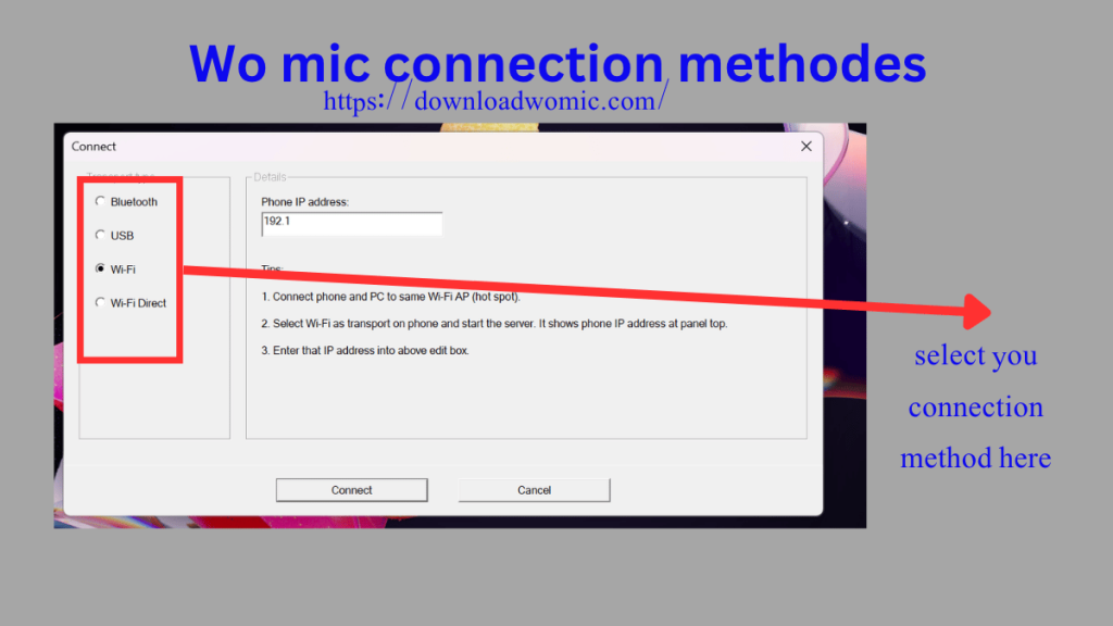 Wo mic connection methodes