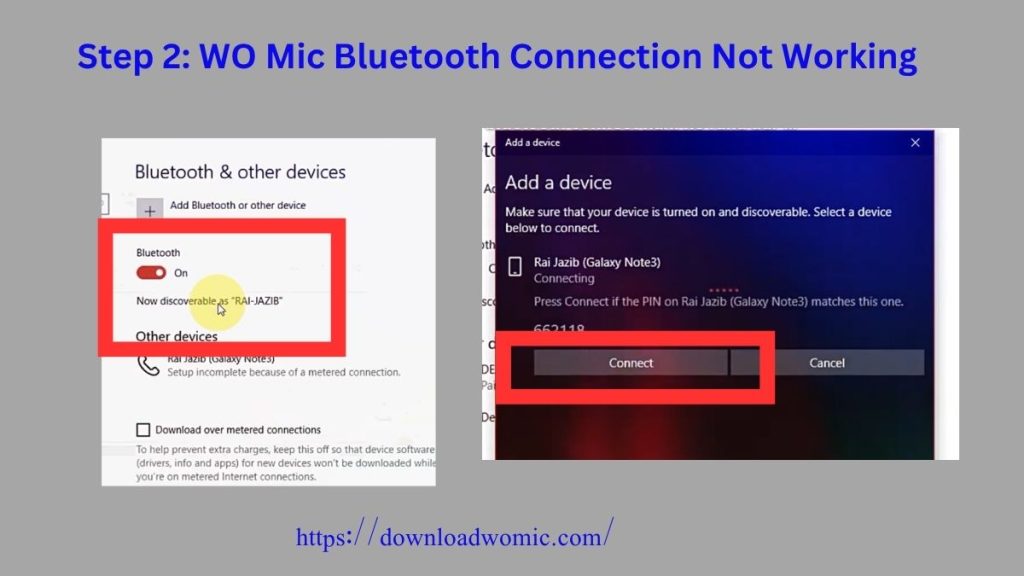 step 2 WO Mic Bluetooth Connection Not Working